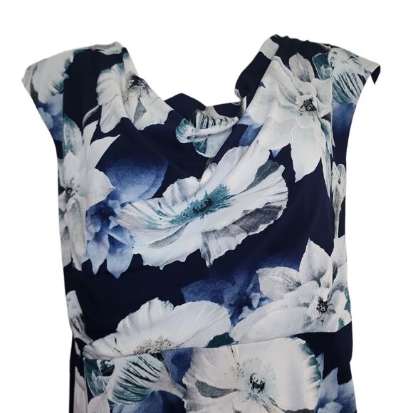 Connected Apparel Dress Womens Size 18W Blue White Floral Textured Midi Pullover - Picture 8 of 8